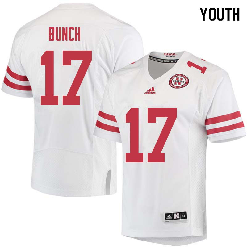Youth #17 Andrew Bunch Nebraska Cornhuskers College Football Jerseys Sale-White - Click Image to Close